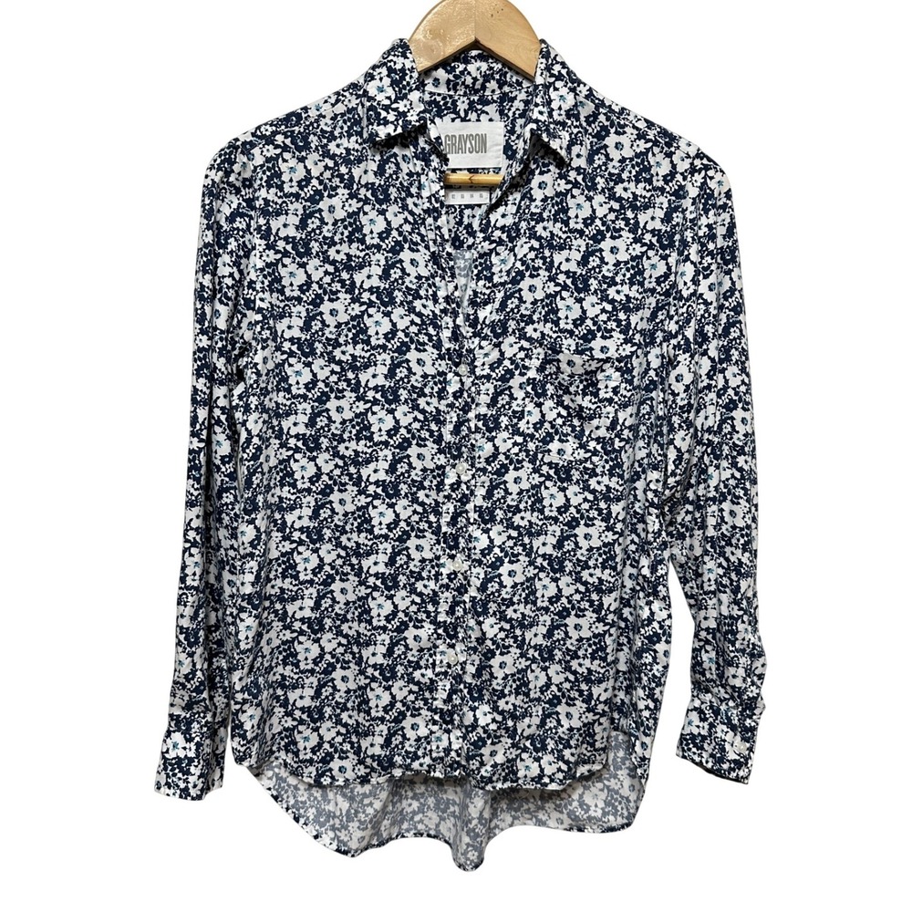 Grayson‎ Frank & Eileen The Hero Button Down Shirt X-Small Blue Floral Lyocell